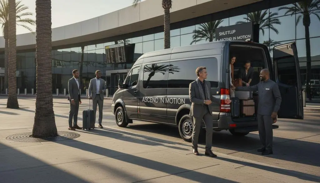 Premium private airport shuttle at terminal