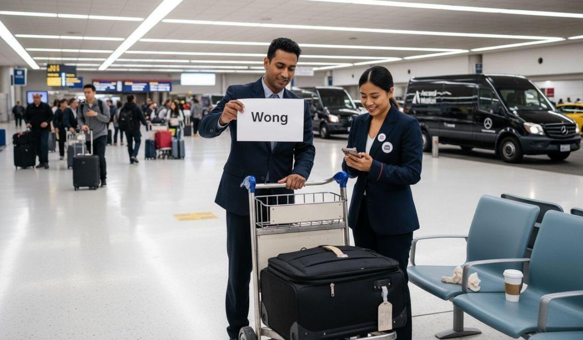 LAX airport greeters welcoming arriving passengers