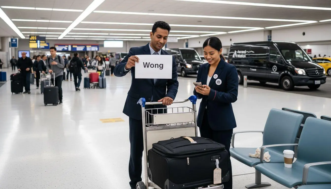 LAX airport greeters welcoming arriving passengers