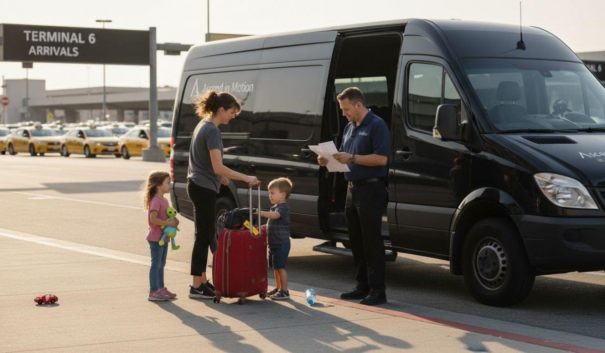 Family meets car service at LAX airport curb