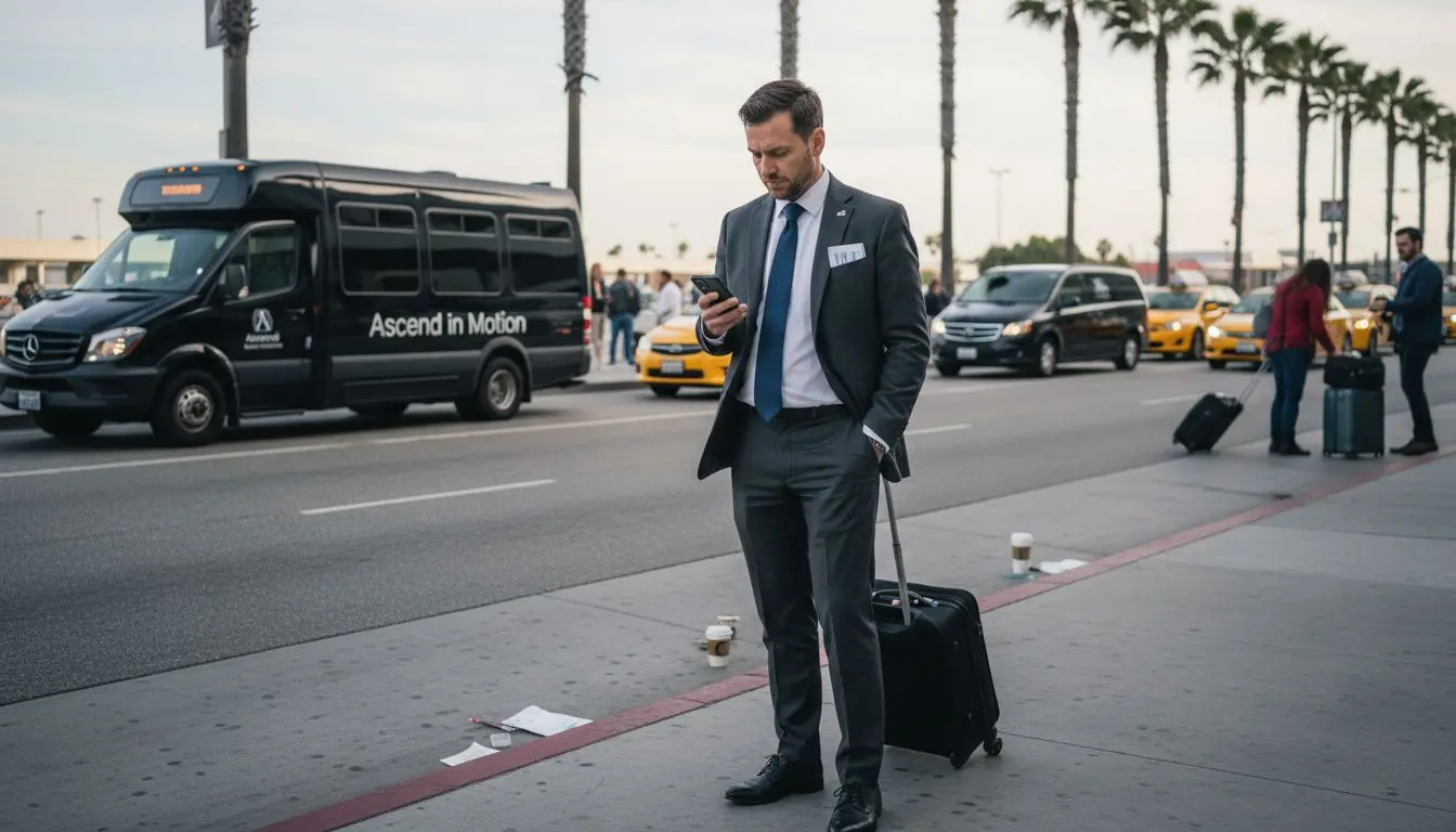 Traveler waiting at LAX arrival curb