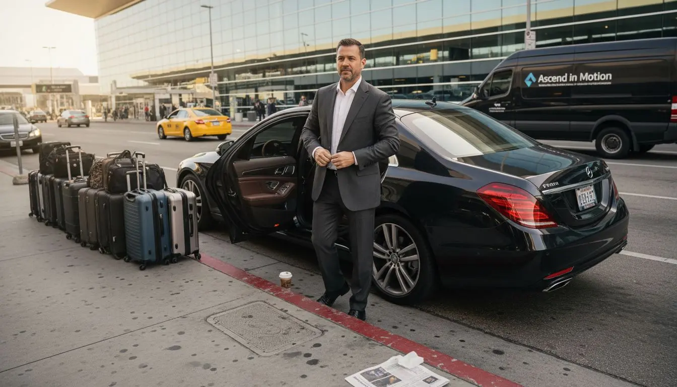 Executive exiting car at LAX terminal