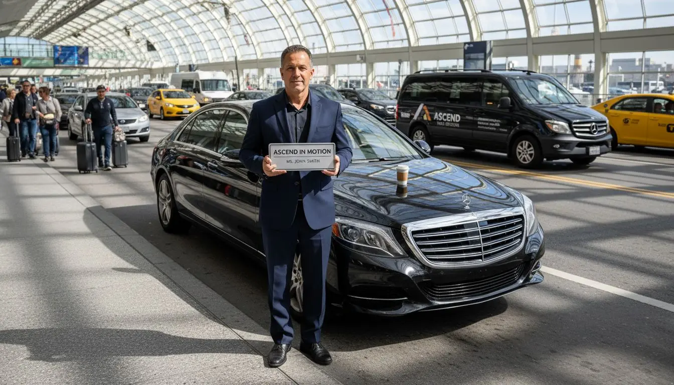 Chauffeur at airport luxury car transfer