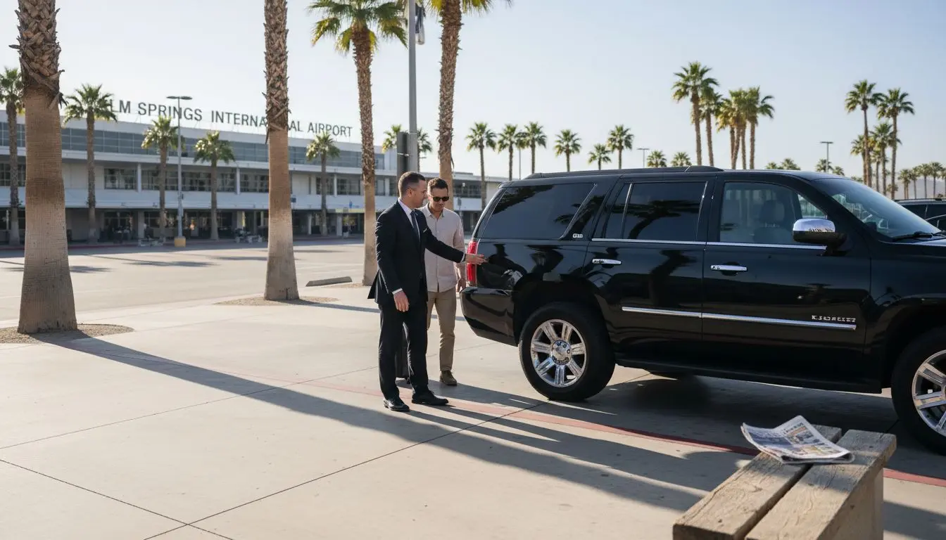 Chauffeur assists traveler at Palm Springs airport