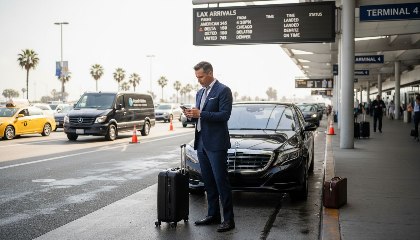Business executive waiting at LAX curb