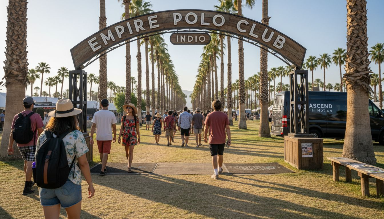 Festival attendees entering Empire Polo Club