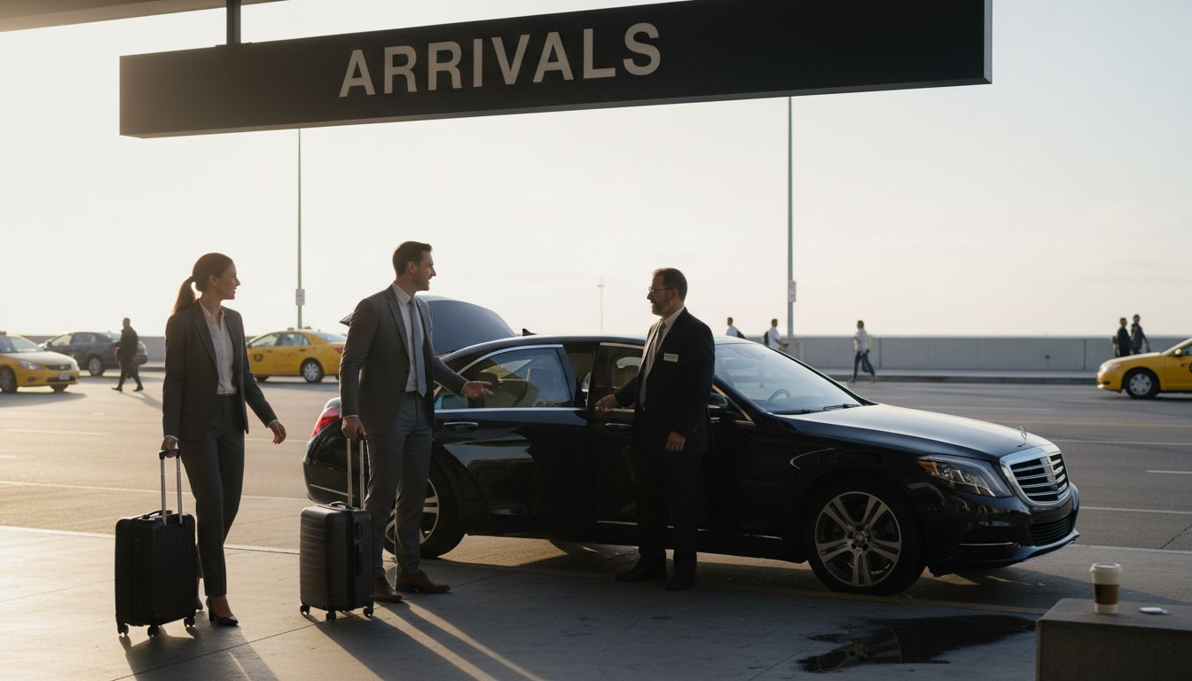 Travelers meeting chauffeur at LAX curb