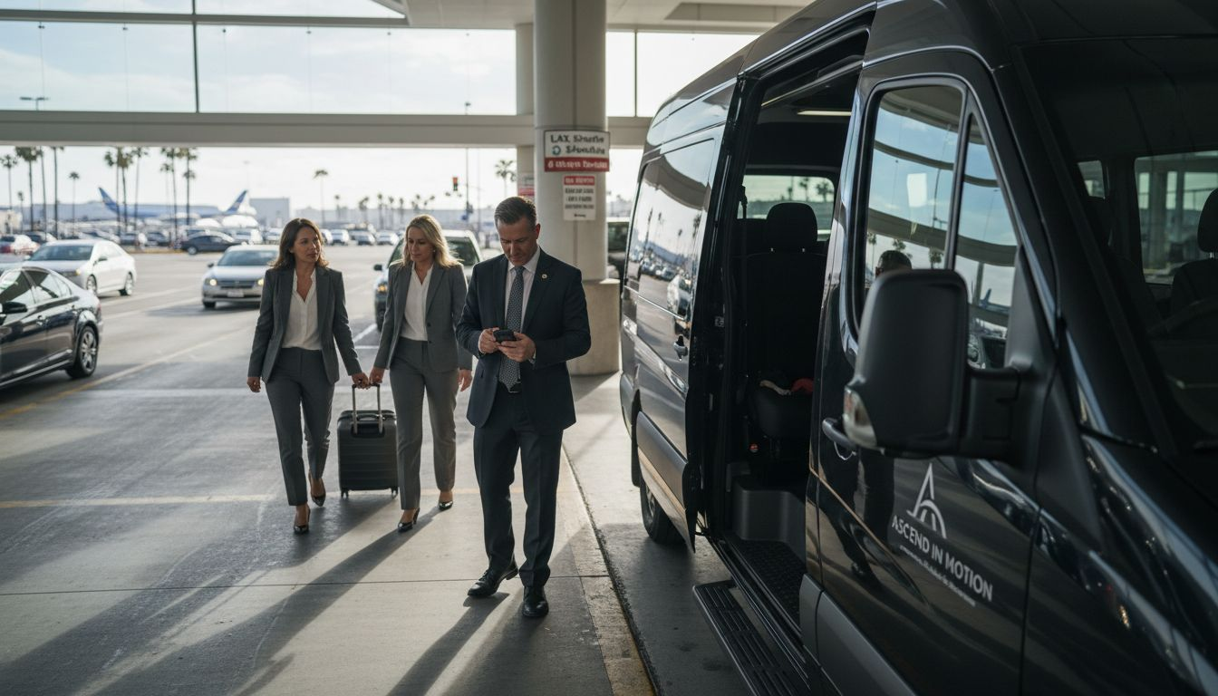 Chauffeur welcomes travelers to LAX luxury shuttle