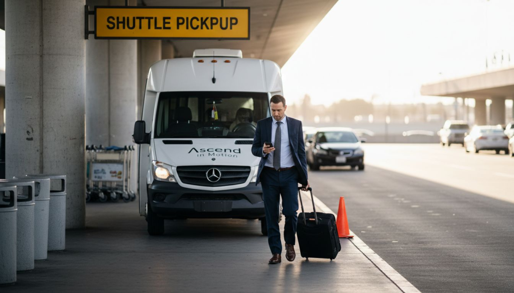 Business traveler waiting for LAX shuttle van