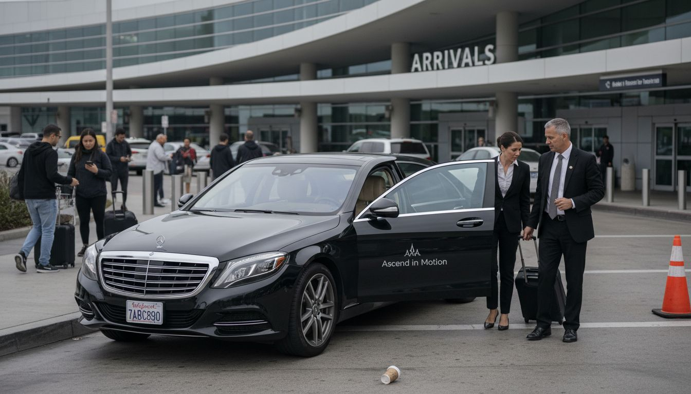 Chauffeur opening Mercedes at LAX curbside