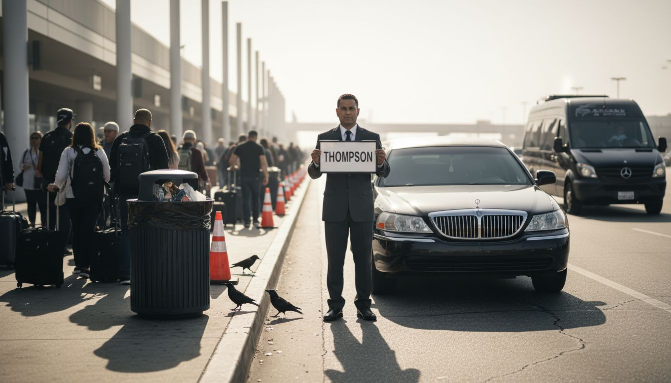 Chauffeur greeting passenger at LAX curb