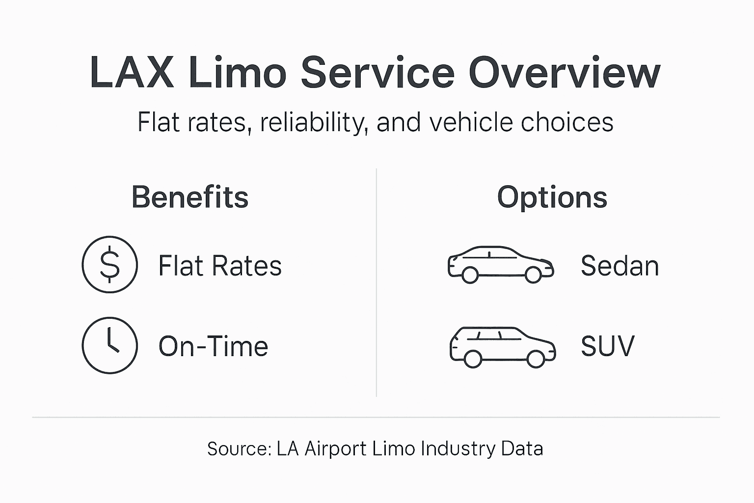 Infographic with limo benefits and vehicle types