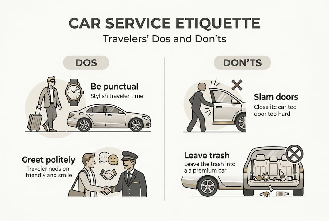 Infographic summarizing luxury car service etiquette