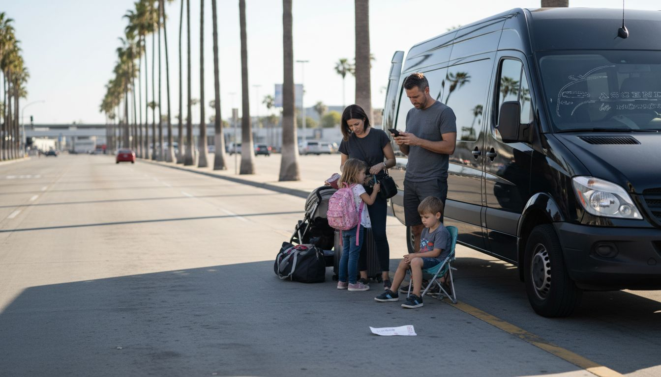 Family waits by premium LAX shuttle