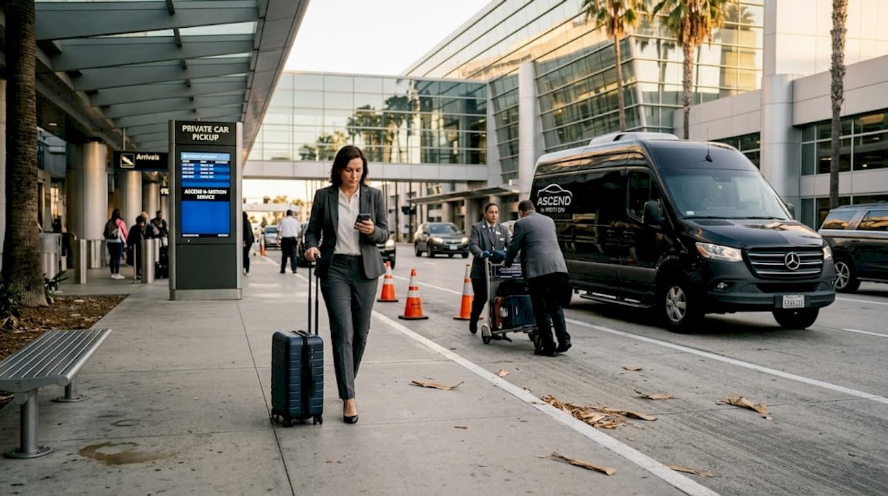 Traveler at LAX curbside headed to car