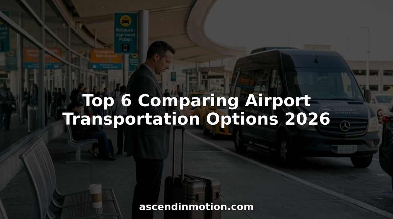 Traveler comparing airport transportation choices