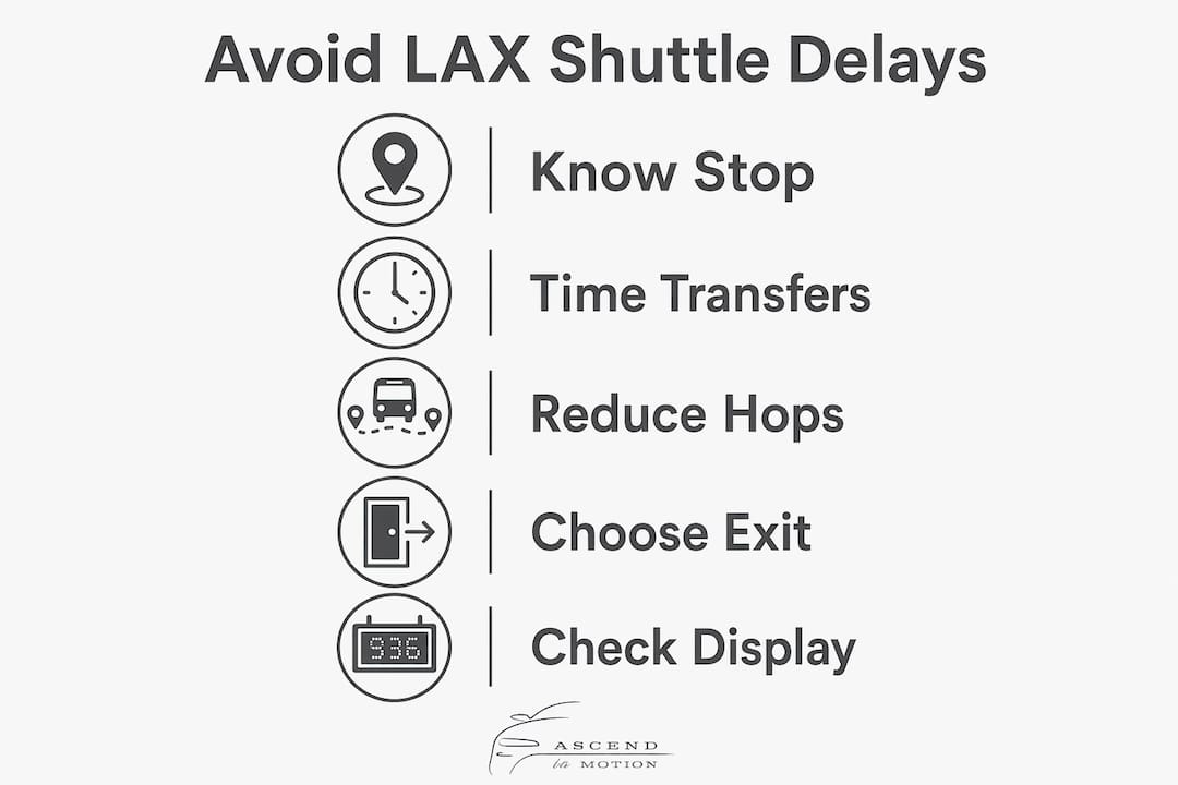 Infographic listing steps to avoid LAX shuttle delays