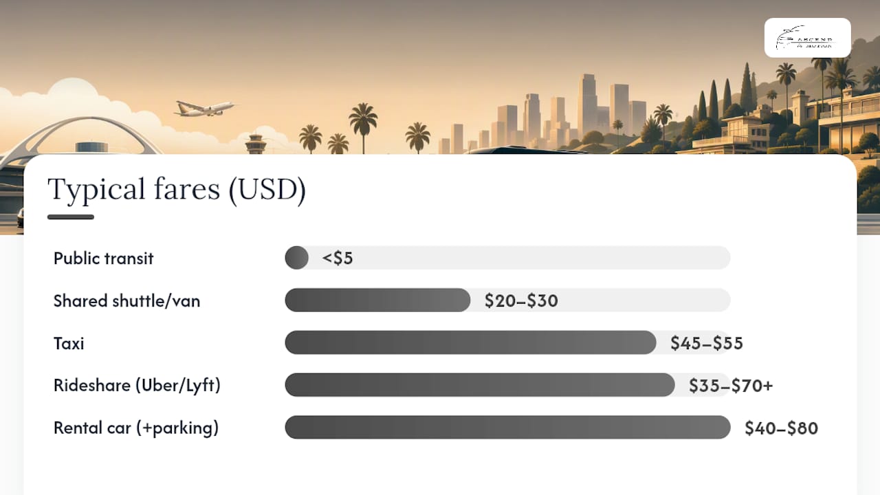 Cost and time comparison of LAX to Beverly Hills transport modes