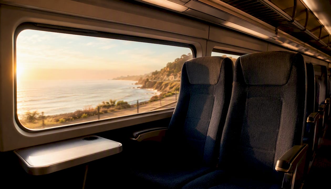 Amtrak Surfliner coastal train interior seats