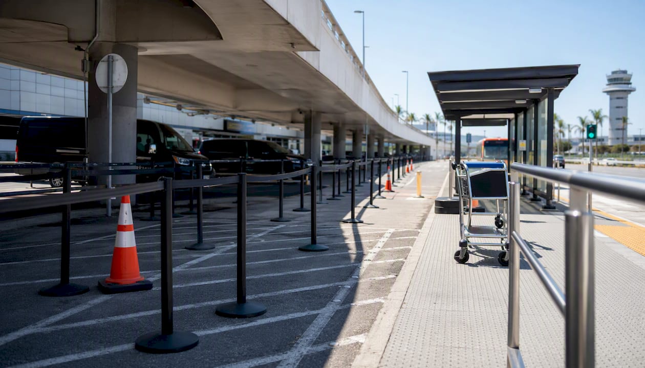 LAX rideshare pickup area and shuttle zone