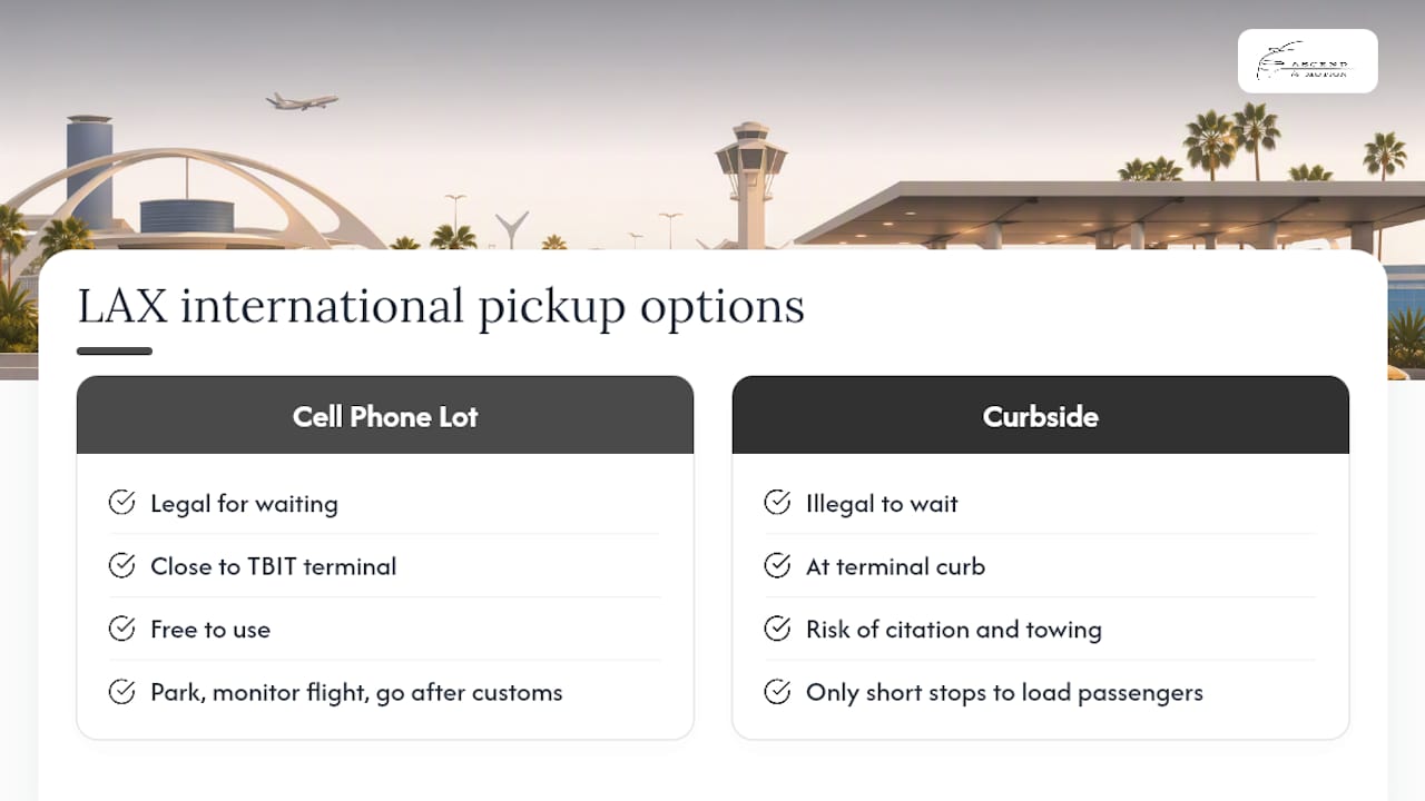 Diagram comparing LAX international pickup waiting options