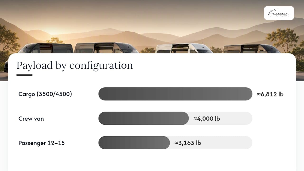 Sprinter configuration seating and payload comparison