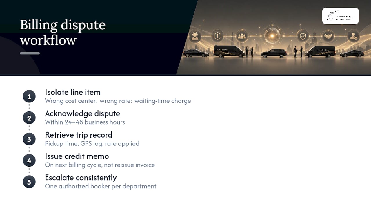 Corporate billing dispute resolution workflow